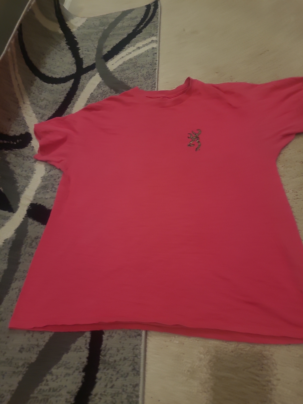 Browning Buckmark T-Shirt Antlers Logo Pattern Design Tee Color Pink Large Cottn